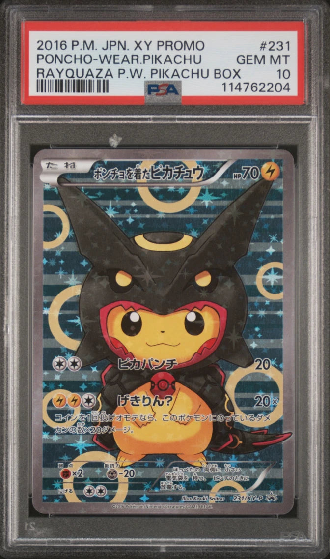 2016 Pokemon Poncho-Wear Pikachu Rayquaza Promo#231 PSA10